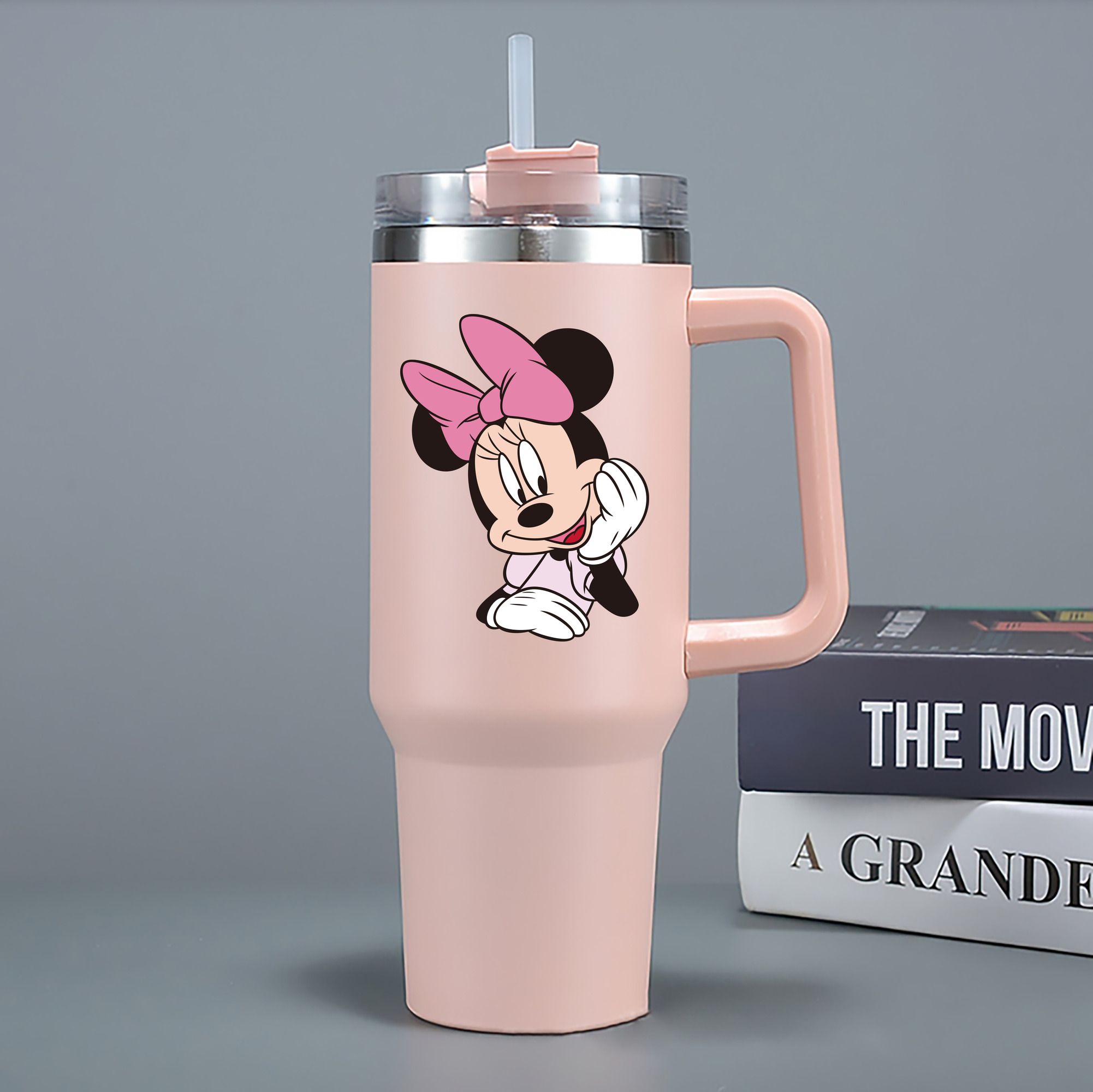 （画像用） ミッキーマウス Mickey Mouse 1200mL車用タンブラー - クリスタルステッカー（プラスチックストロー付き）